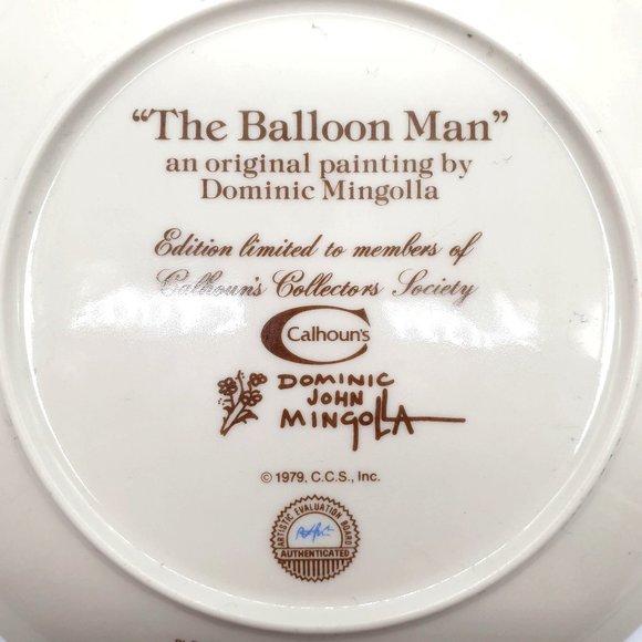 The Balloon Man Artist Plate By Dominic Mingolla Calhouns Collector Society 1979 - Picture 8 of 8